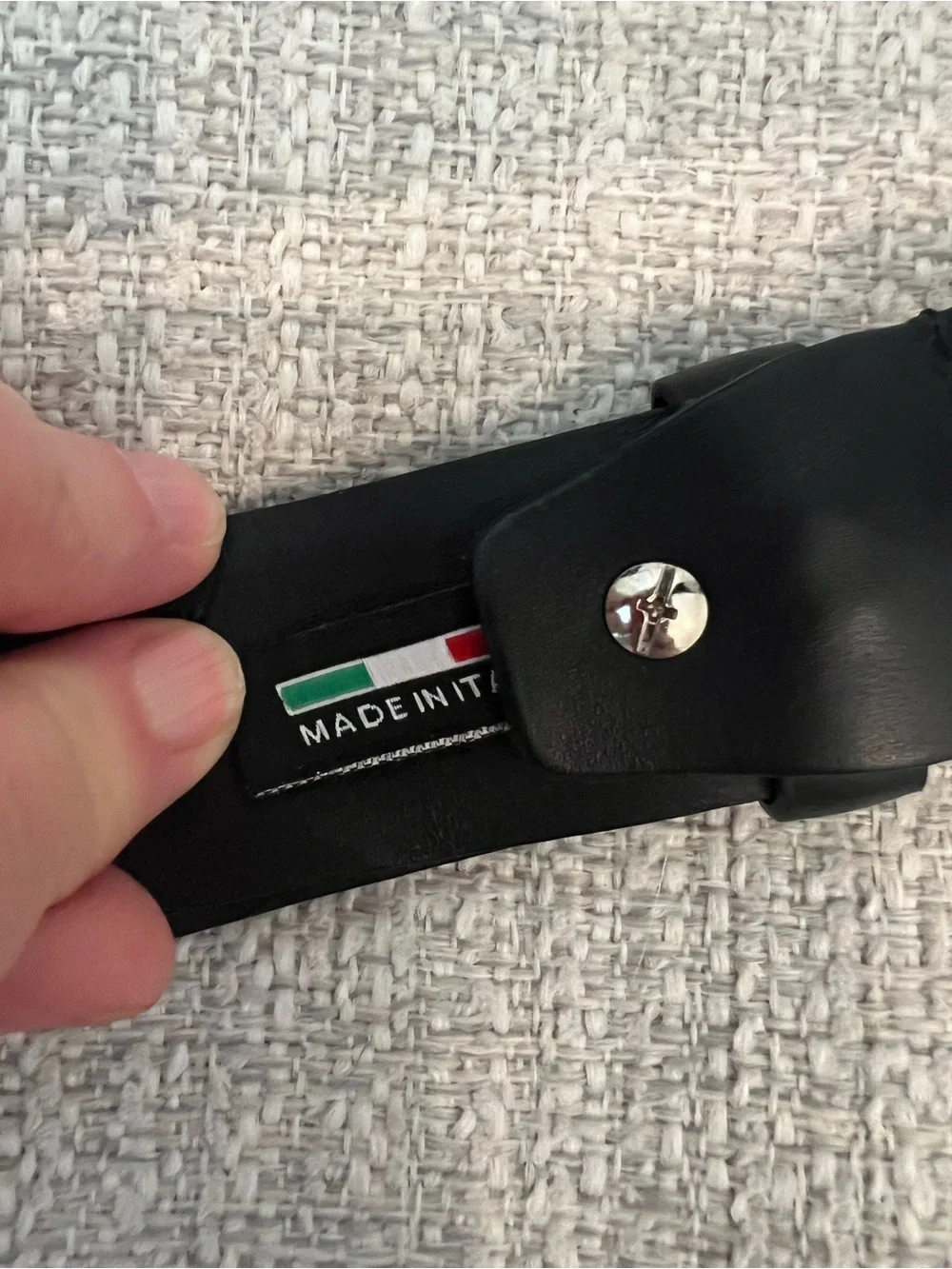 LKNW OfficinArtigiana Men’s Black Genuine Leather Belt Made in Italy Size 32